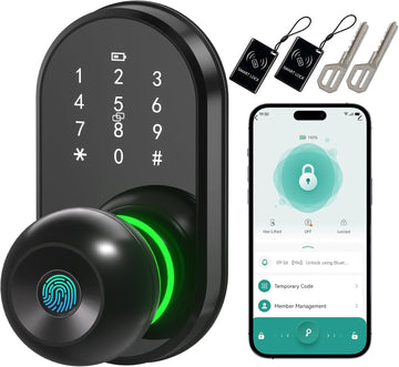 Smart Door Lock Knob Fingerprint Keypad Keyless Entry Lock for Front Door