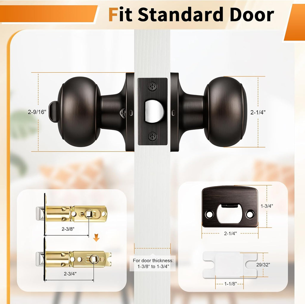 Privacy Door Knob Bed Bathroom Interior Door Handle Lock Oil Rubbed Bronze
