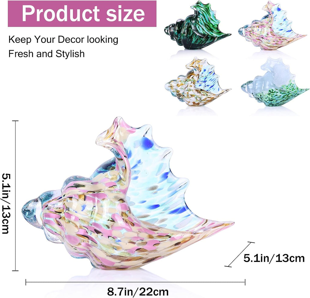 Glass Conch Shell Glass Sea Shells Conch Shell Decor Glass Sea Life Figurines Blown Glass Decor Coastal Home Decor