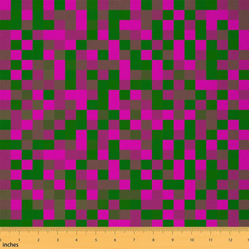 Pixelated Miners Fabric by The Yard Soft Polyester, Rose Green Brown Grid Fabric for and Home DIY Projects, Modern