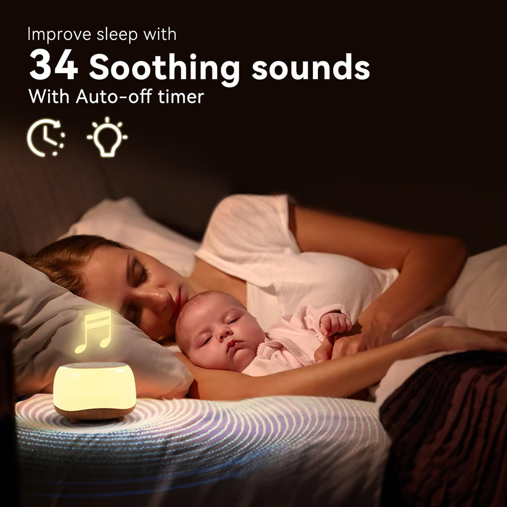 White Noise Sound Machine with 7 Colors Night Light 34, Portable Sound Machine for Baby Adults Kids Sleep with 30 Sounds
