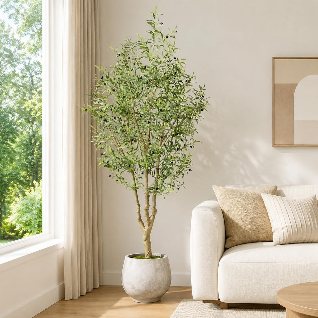 8FT Faux Olive Tree for Artificial Olive Tree Floor Plants Indoor Decor