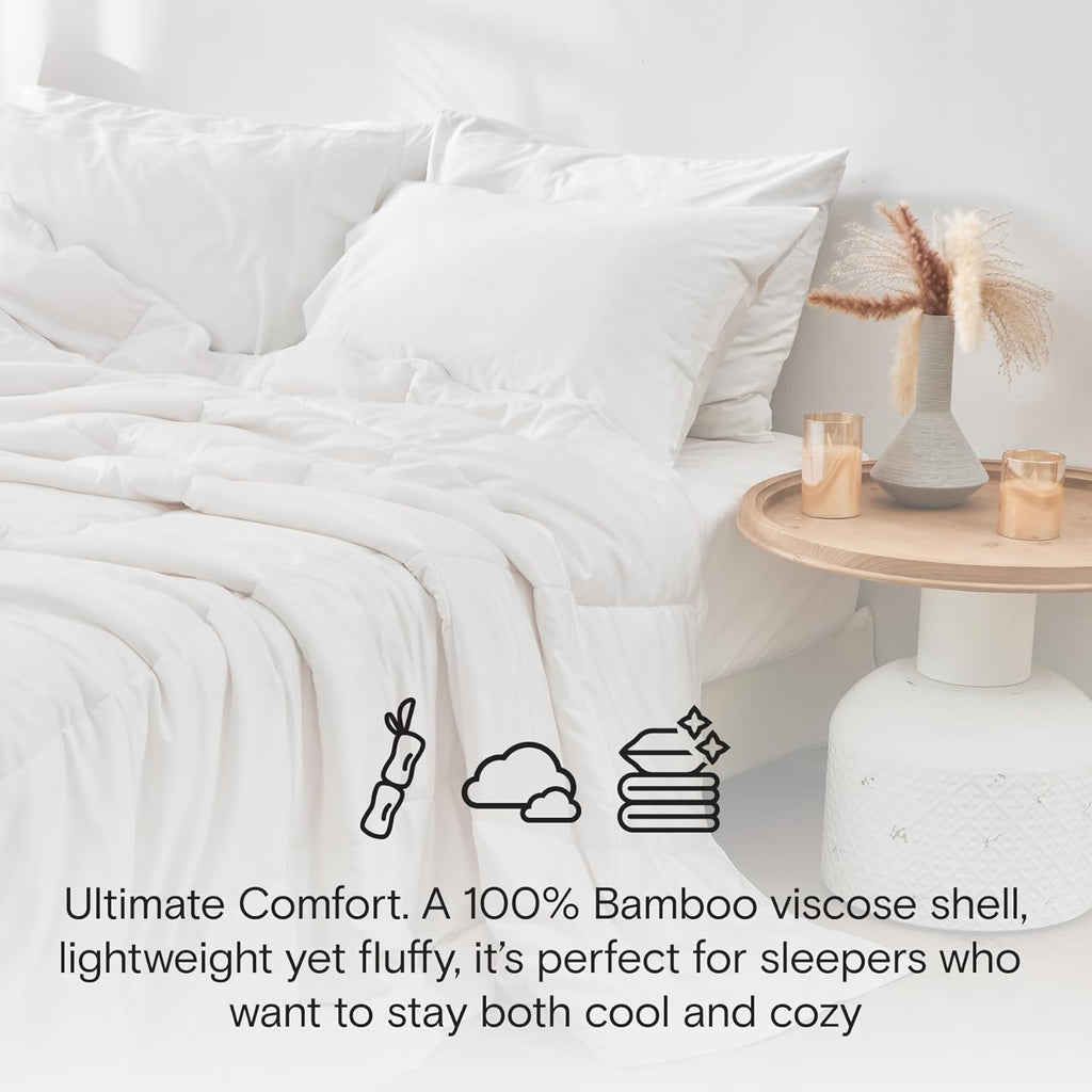 DOZ All Season Cooling Comforter, 100% Viscose Derived from Bamboo, Breathable, Lightweight, Soft