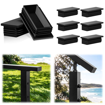 8 Pack Plastic End Cap Fit for 2.36" x1.18" Stainless Steel & Aluminum Flat Handrail, Rectangle Handrail Accessories