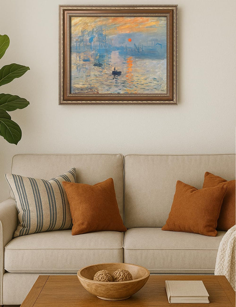 Claude Monet Wall Art Framed, Impression Sunrise, 25x21