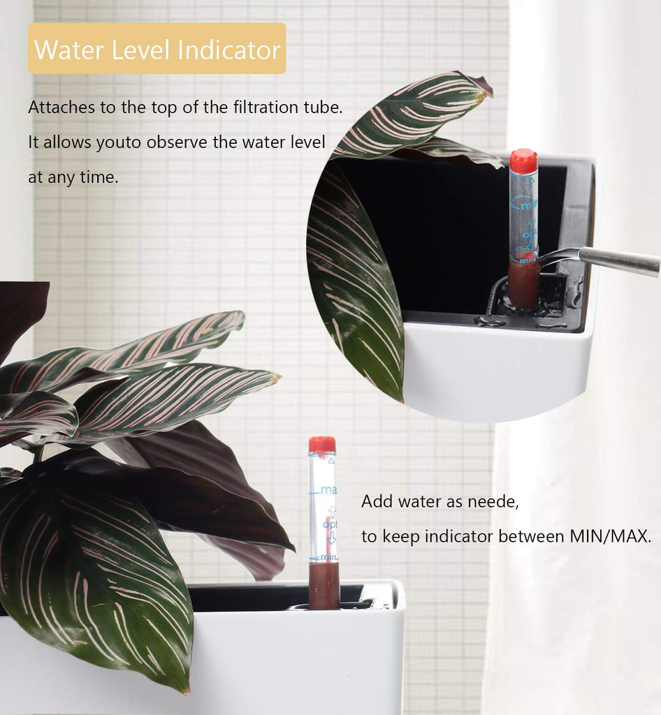 14" Self Watering Planter Pots with Water Level Indicator, Rectangle Matte Plastic Window Box for Indoor Outdoor