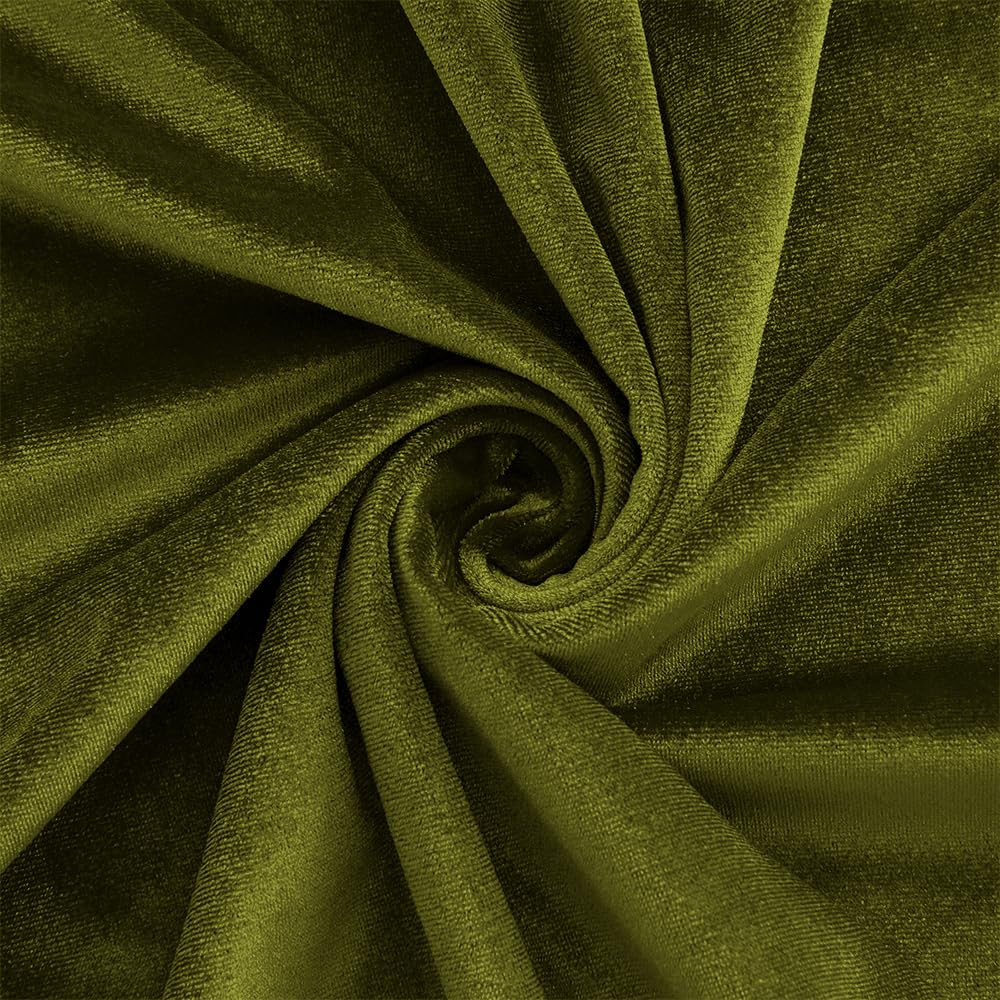 Light Olive Green Velvet Fabric by The Yard, 1 Yard, 60" Wide