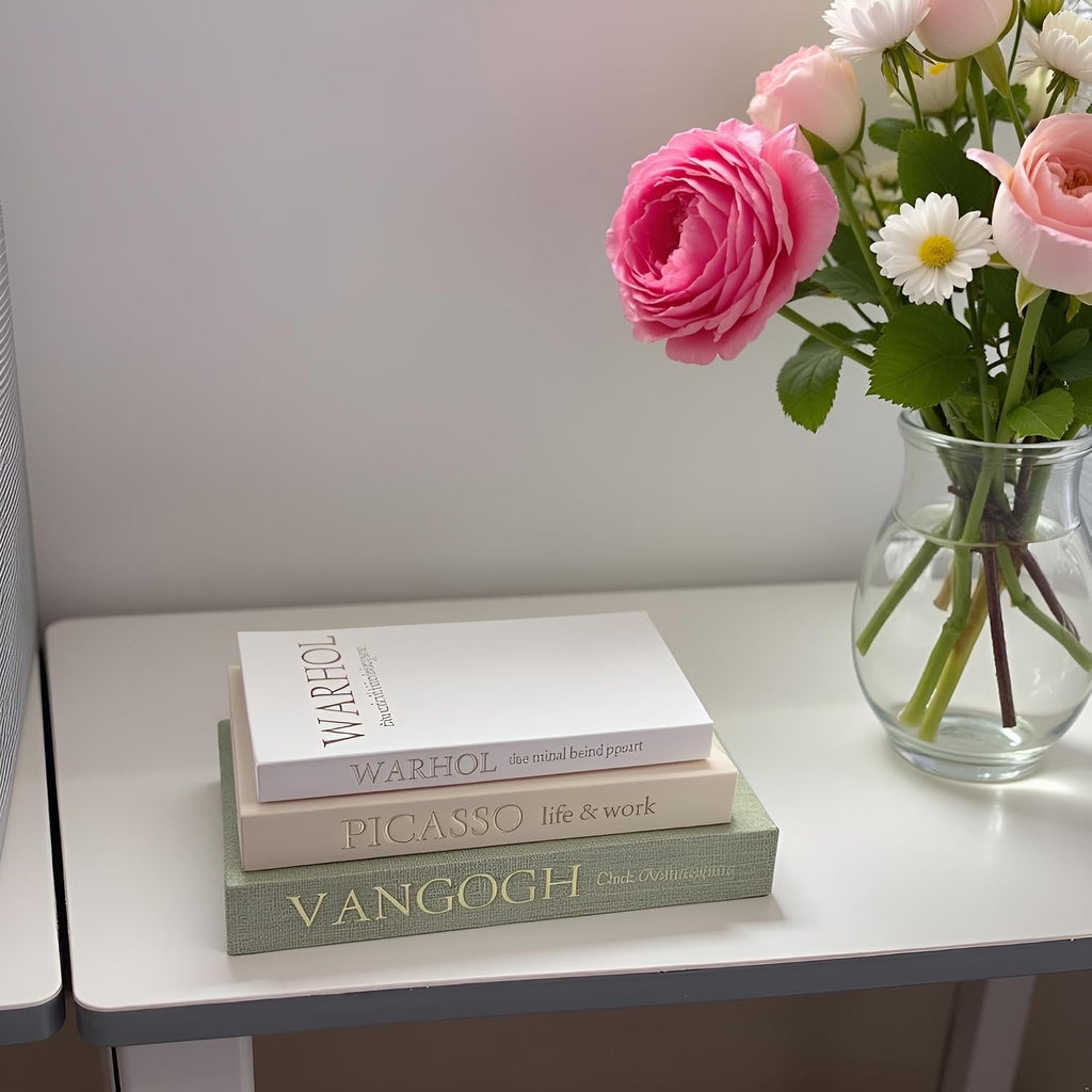 Set of 3 Decorative Books - Linen Faux Fake Books for Decor Aesthetic, Decorative Book for Coffee