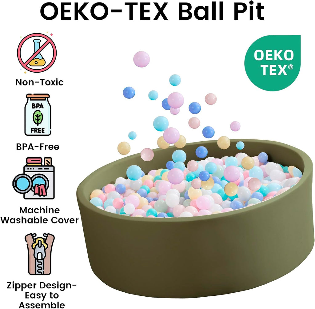 Ball Pit for Toddlers 35.43''x11.81 Baby Ball Pits Soft Memory Foam Ball Pit Round Kids Ball Pit Indoor Game Kids