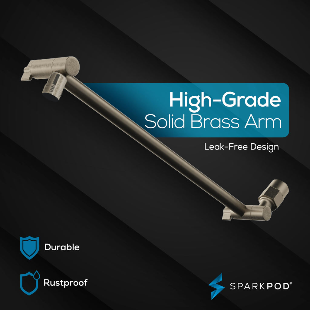 Square Rain Shower Head with Extension Arm - Height Adjustable Shower Head with High Pressure Performance - Easy