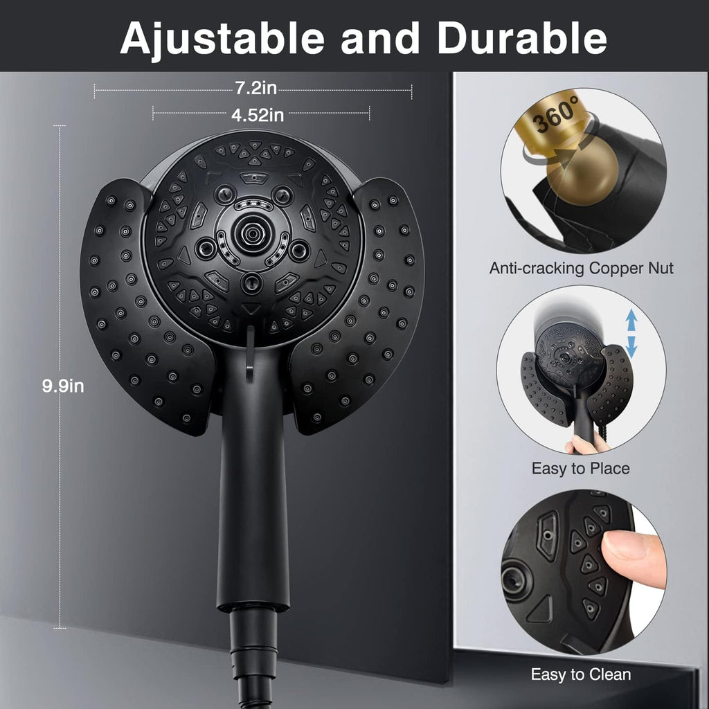 Shower Heads with Handheld Spray Combo: 7.2" Rain Shower Head & Handheld Shower Head 2-IN-1 Shower Head with 60" Hose