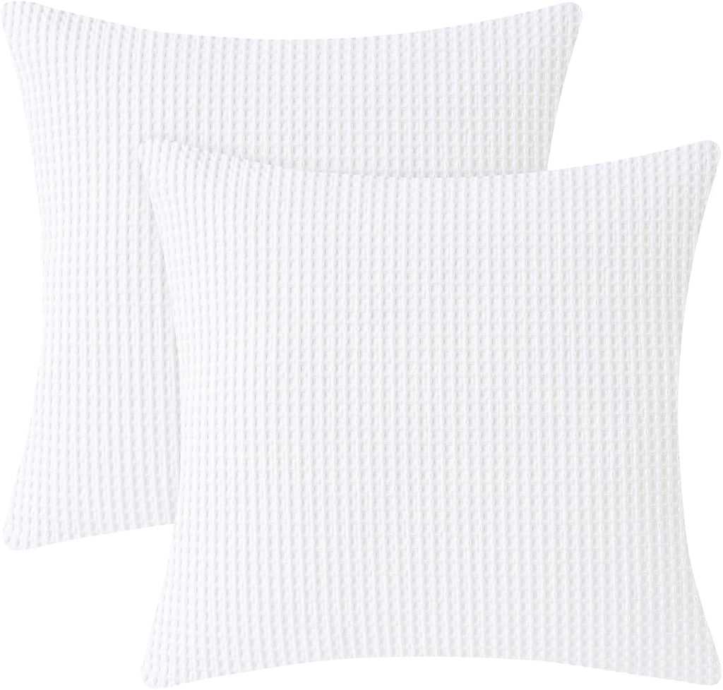 100% Cotton Waffle Weave Euro Shams 26" x 26", No Filling, 2 Pack Elegant Home Decorative Euro Throw Pillow Covers