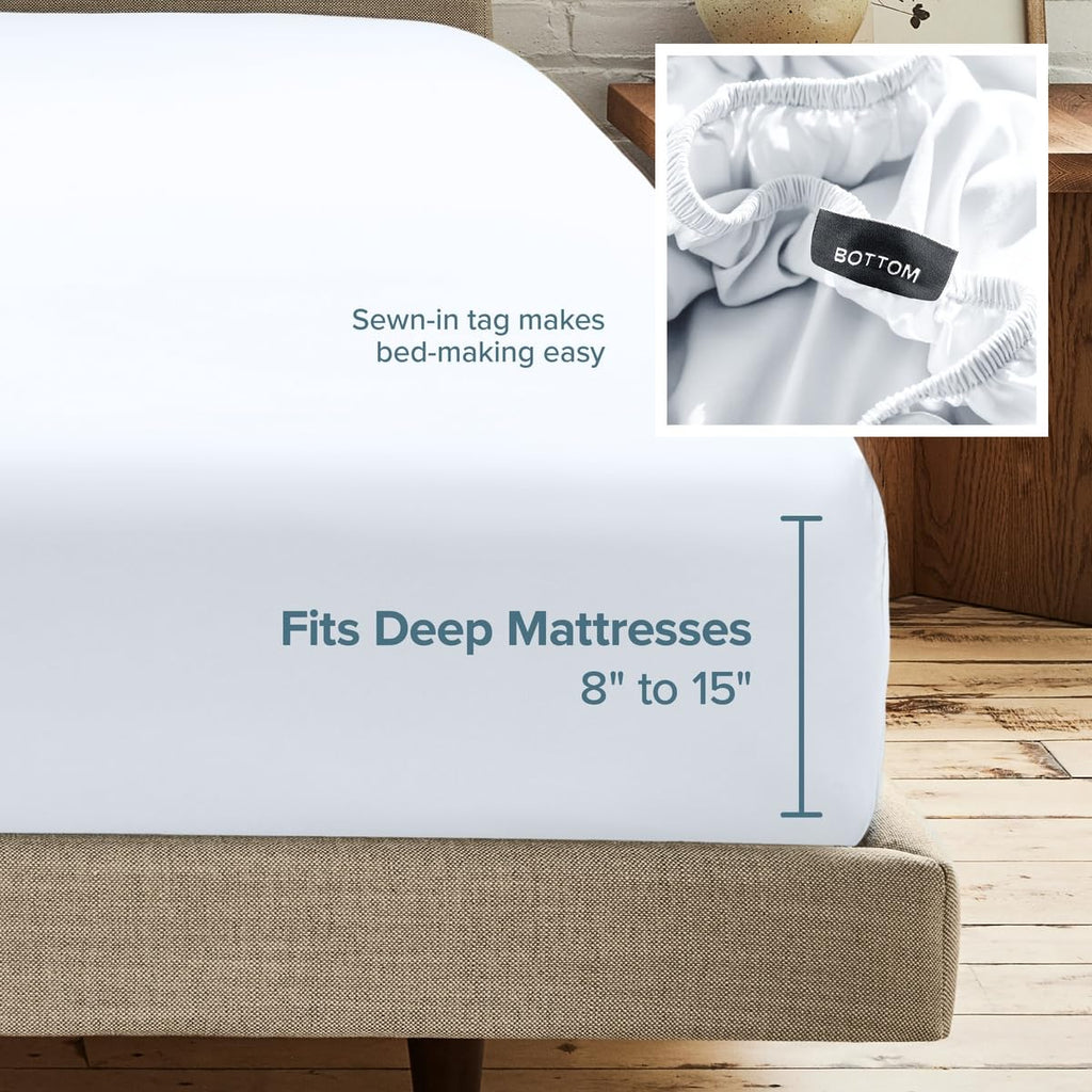 2-Pack Fitted Sheet 1800 Ultra-Soft (Twin XL, White)