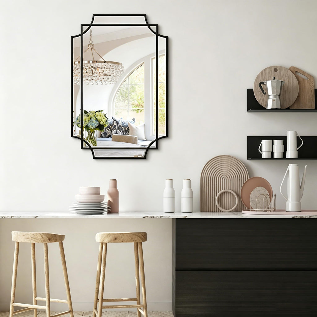 30"x20" Rectangle Beveled Mirror, Geometric Decorative Wall Mirror