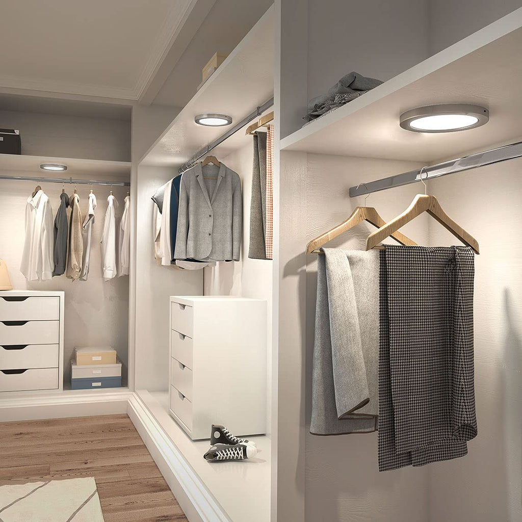 Lumo 2 Pack 8" LED Closet Light with Motion Sensor, Brushed Nickel, Use in Wardrobe, Walk-in, Under Cabinet, Garage