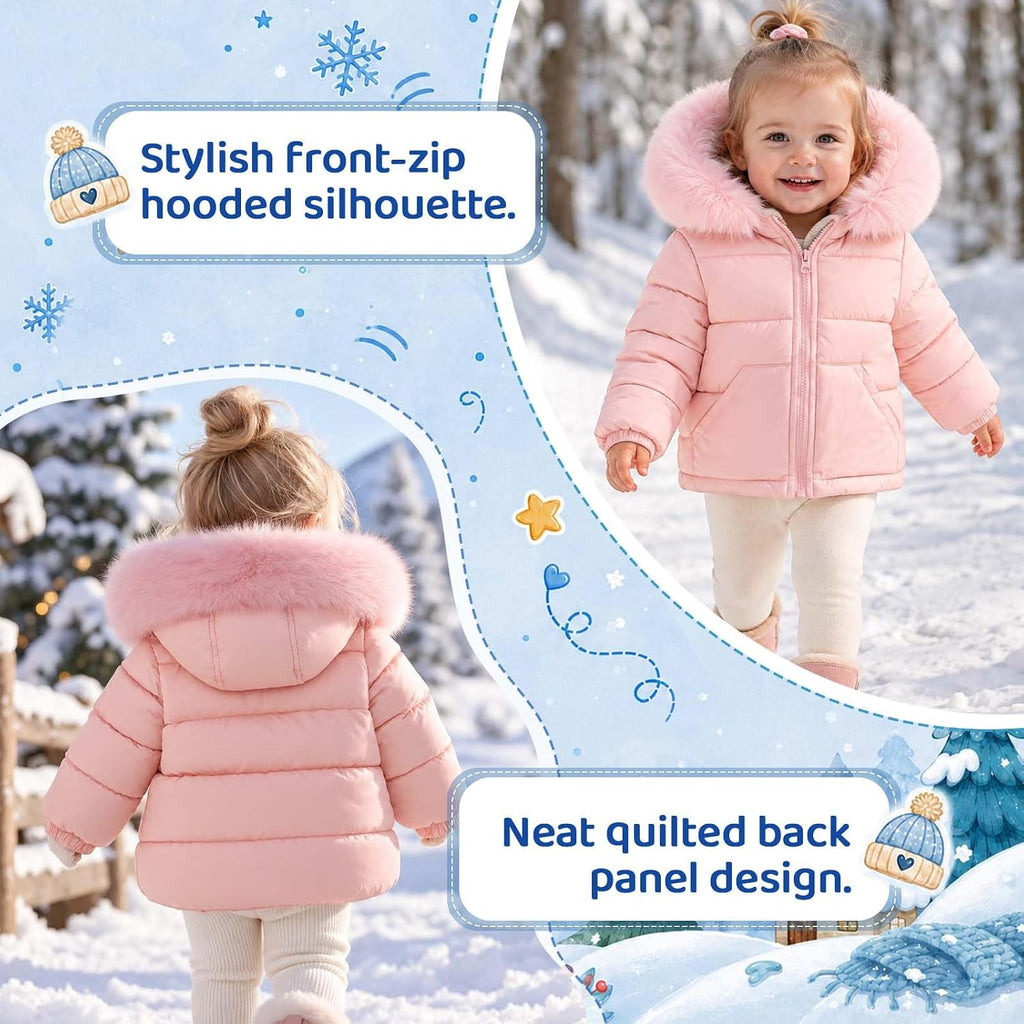 Toddler Winter Coat Puffer Hood Jacket Fleece Outwear Parka Girls Boys