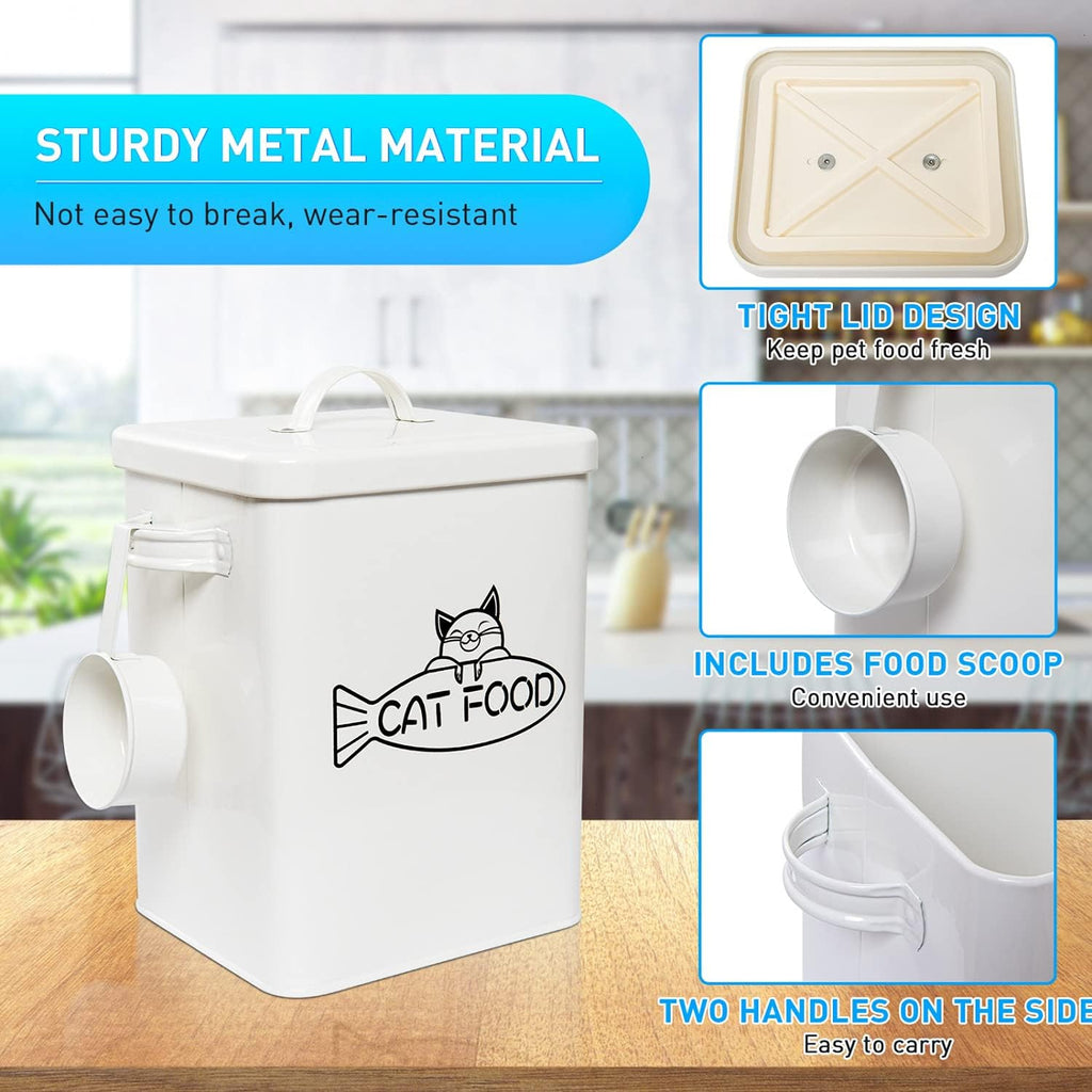 Dog and Cat Food Storage Container, Farmhouse Pet Food Containers with Lid and Dry Food Scoop, Durable Airtight Great