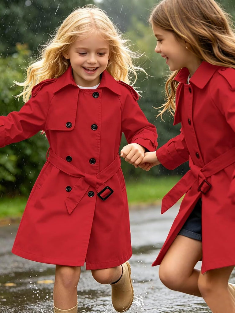 Girls Trench Coat Double Breasted Outerwear Raincoat