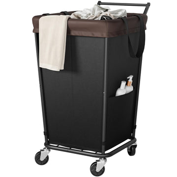 160L Laundry Hamper with Wheels and Handle, 2-Section Rolling Hamper for Laundry, Large Laundry Basket with Wheels