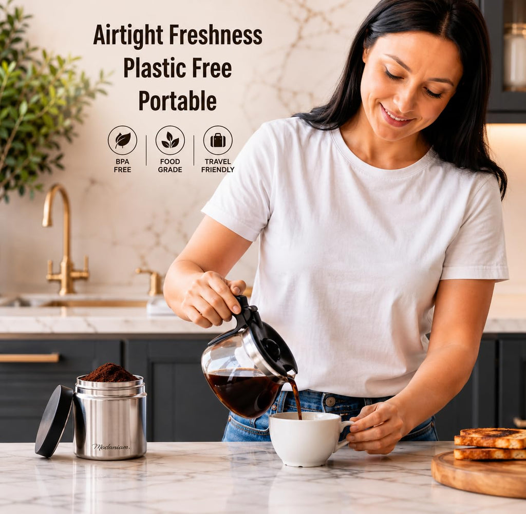 Travel Stainless Steel Canister Set with Airtight Lid - Set of, 16 OZ, 24oz, Coffe, Tea, lunch, Snacks, Metal