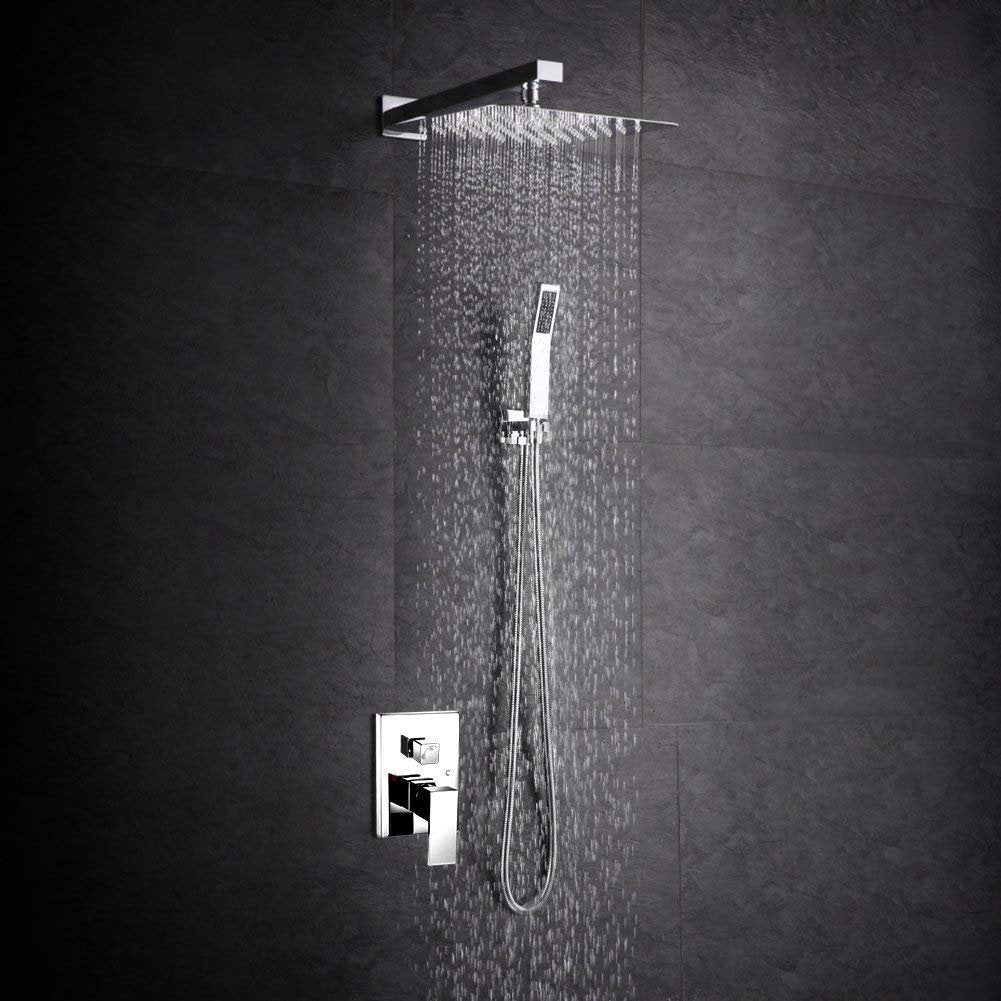 Rain Shower Head, High Flow Stainless Steel Square Rainfall Shower, Waterfall Bath Shower Body Covering, Ceiling or