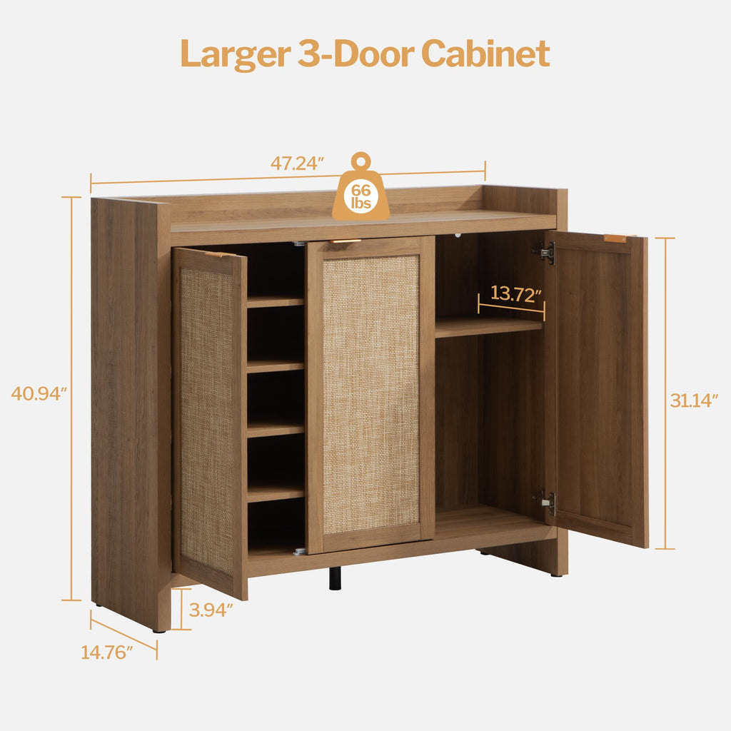 Shoe Storage Cabinet, 30 Pairs Rattan Shoe Cabinet