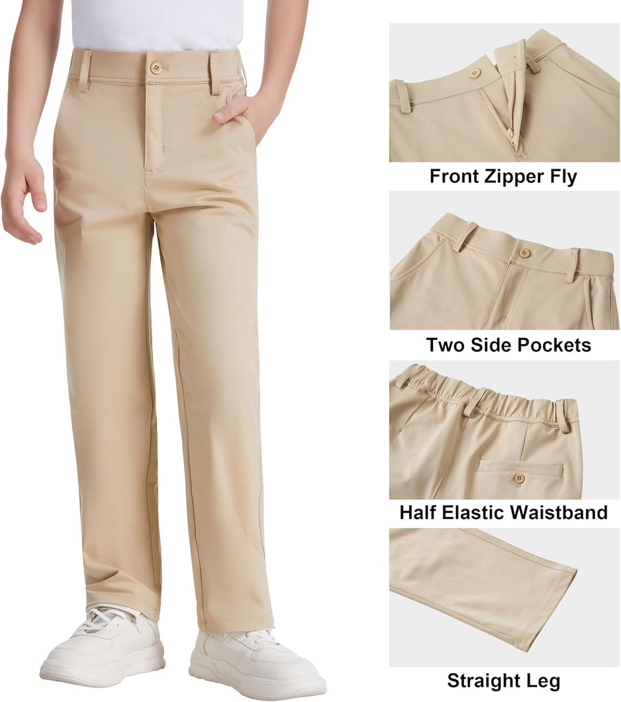 Boys Golf Pants, Quick Dry Performance Dress Pants for School Uniforms
