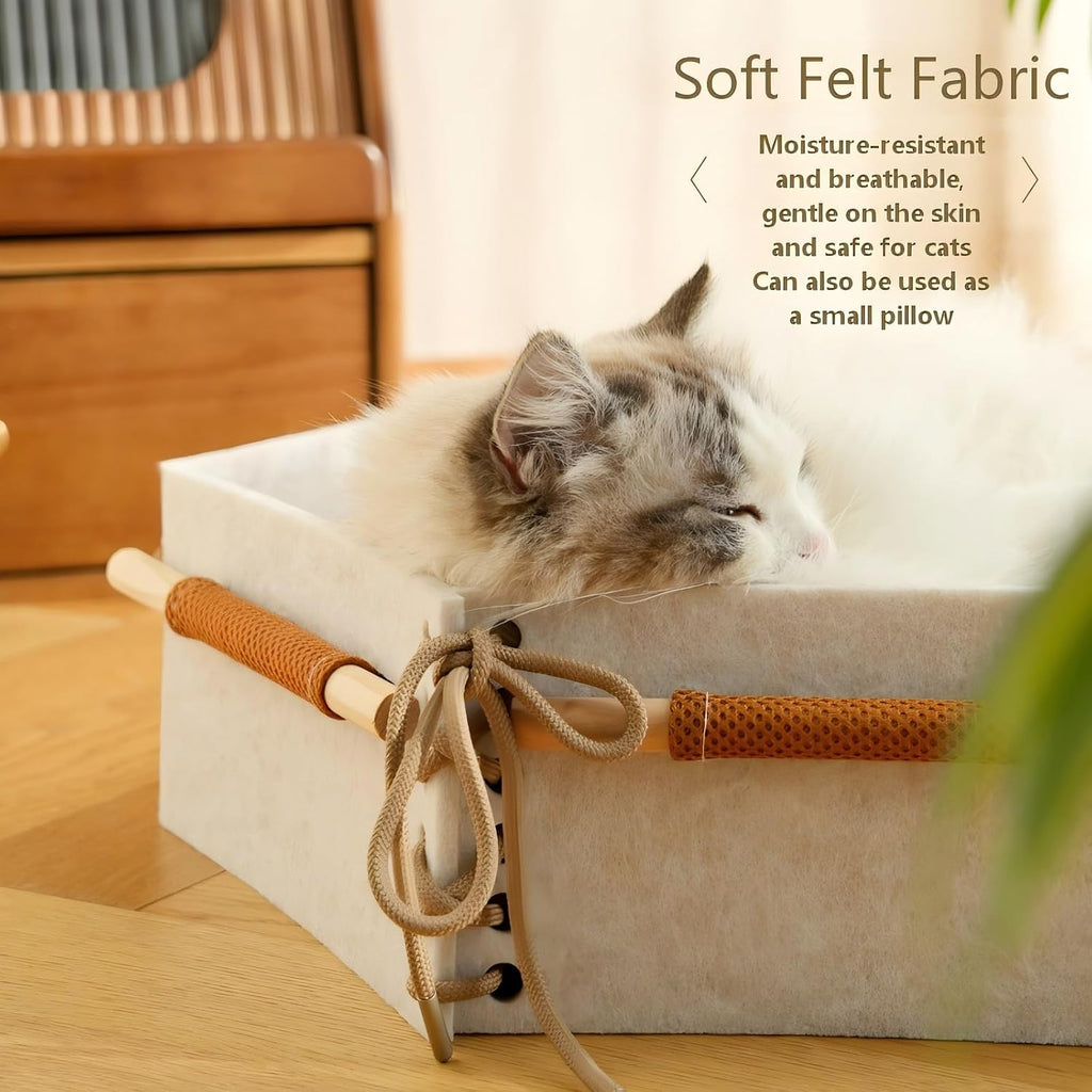 General Cat Bed, Handwoven Cat Basket with Removable Swing Mat & Play Rope