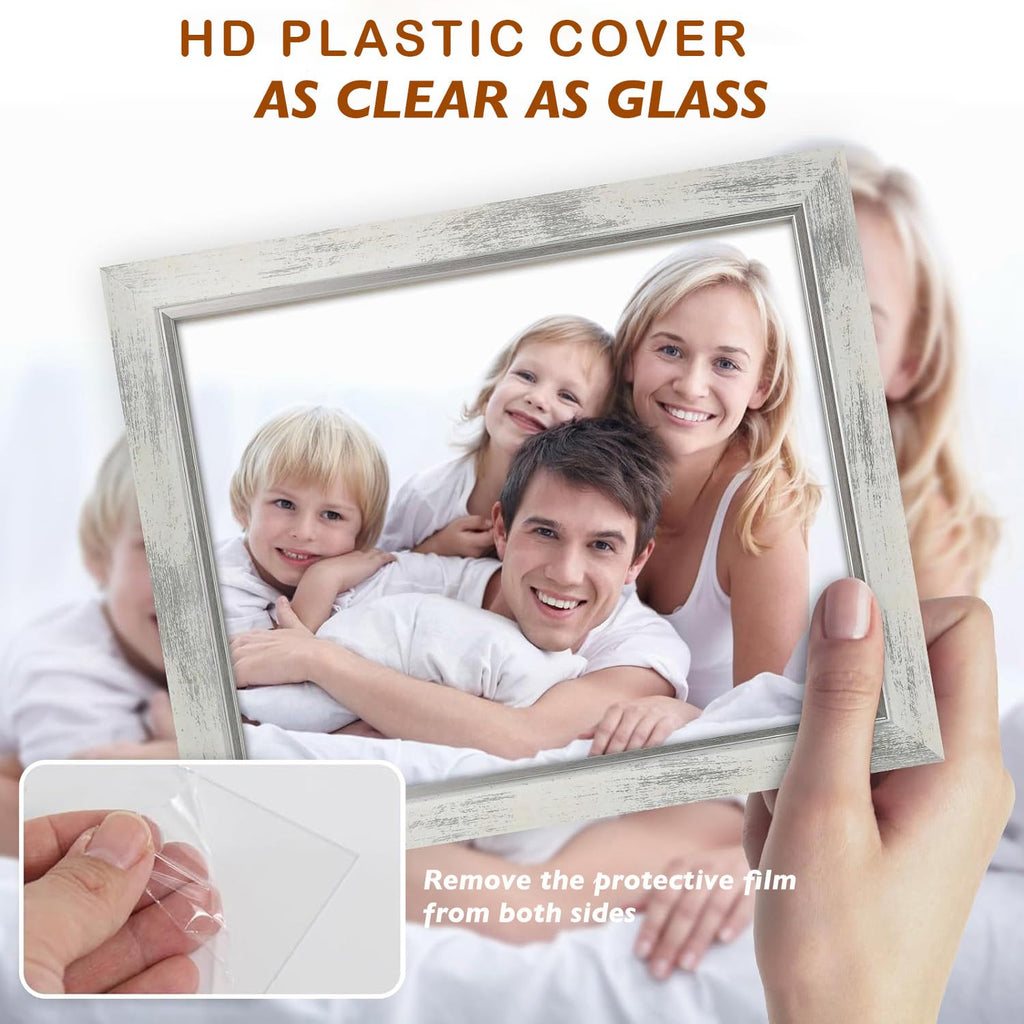 5x7 Picture Frames Set of 4, Rustic Retro Photo Frame(White)