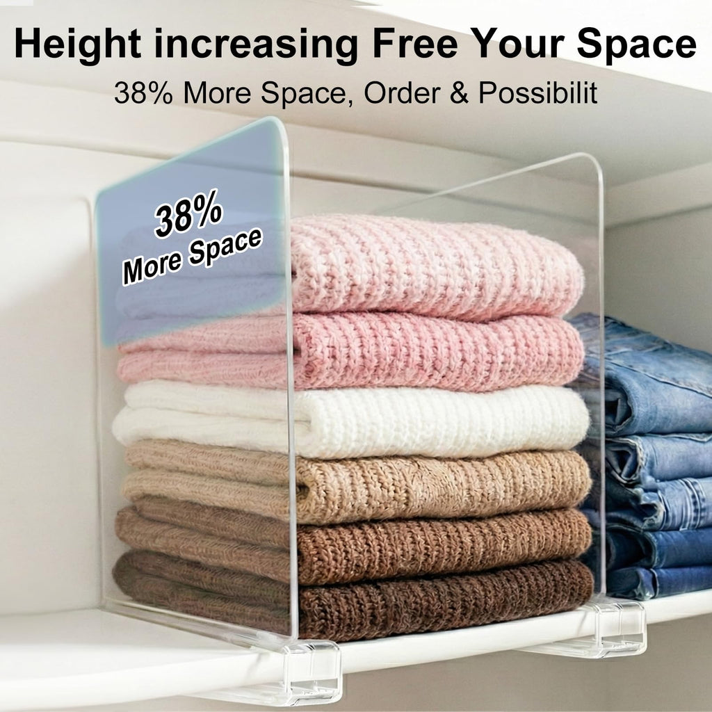 Purse Organizer for Closet Shelf Dividers: 11-inch Tall (Higher Version) Adjustable Clear Acrylic Bag Storage