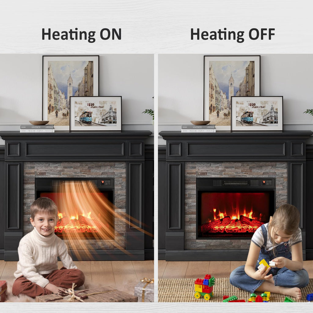 72" Electric Fireplace with Mantel Fireplace TV Stand