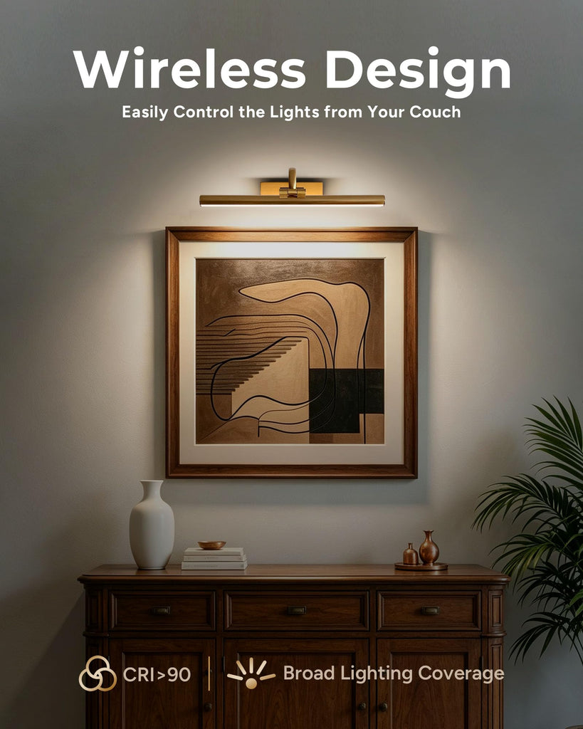 15.6" Battery Operated Picture Light for Wall Art, Brass Finish