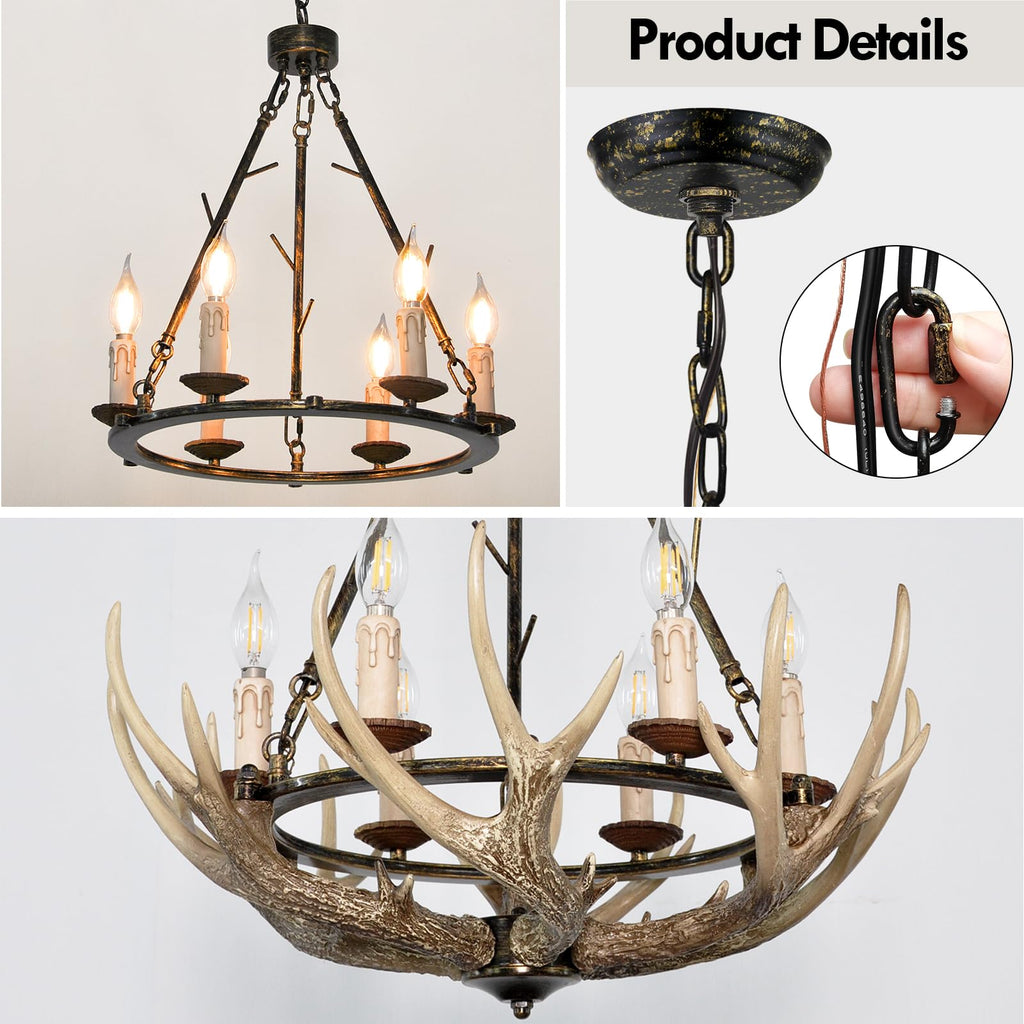 Rustic Antler Chandelier 6-Light