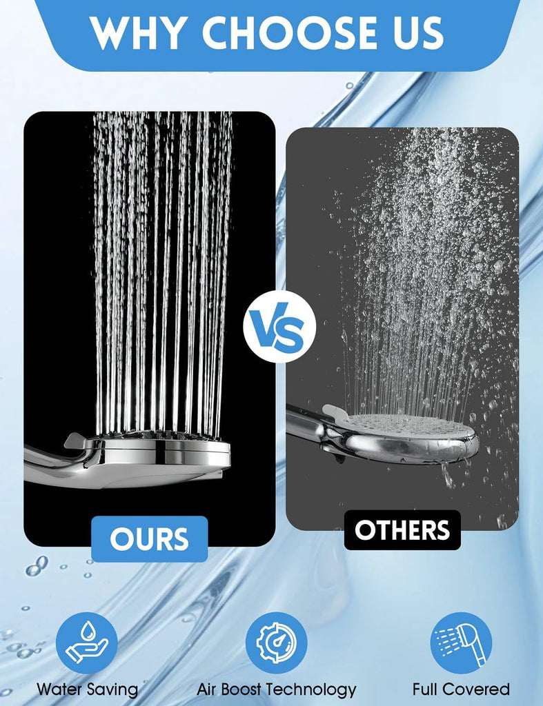 High Pressure Shower Head with Handheld, 10 Spray Modes Hand Held Showerhead, Built-in 2-Mode Power Wash Tub & Pets