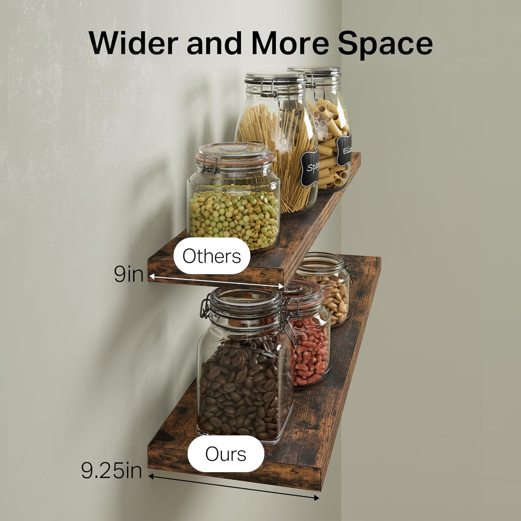 Rustic Brown Floating Shelves 35.4in, Set of 3, Wall Mount Wood Shelf
