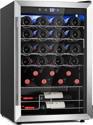 Wine Cooler Refrigerator, Freestanding Wine Fridge with Adjust Temperature（32°F-