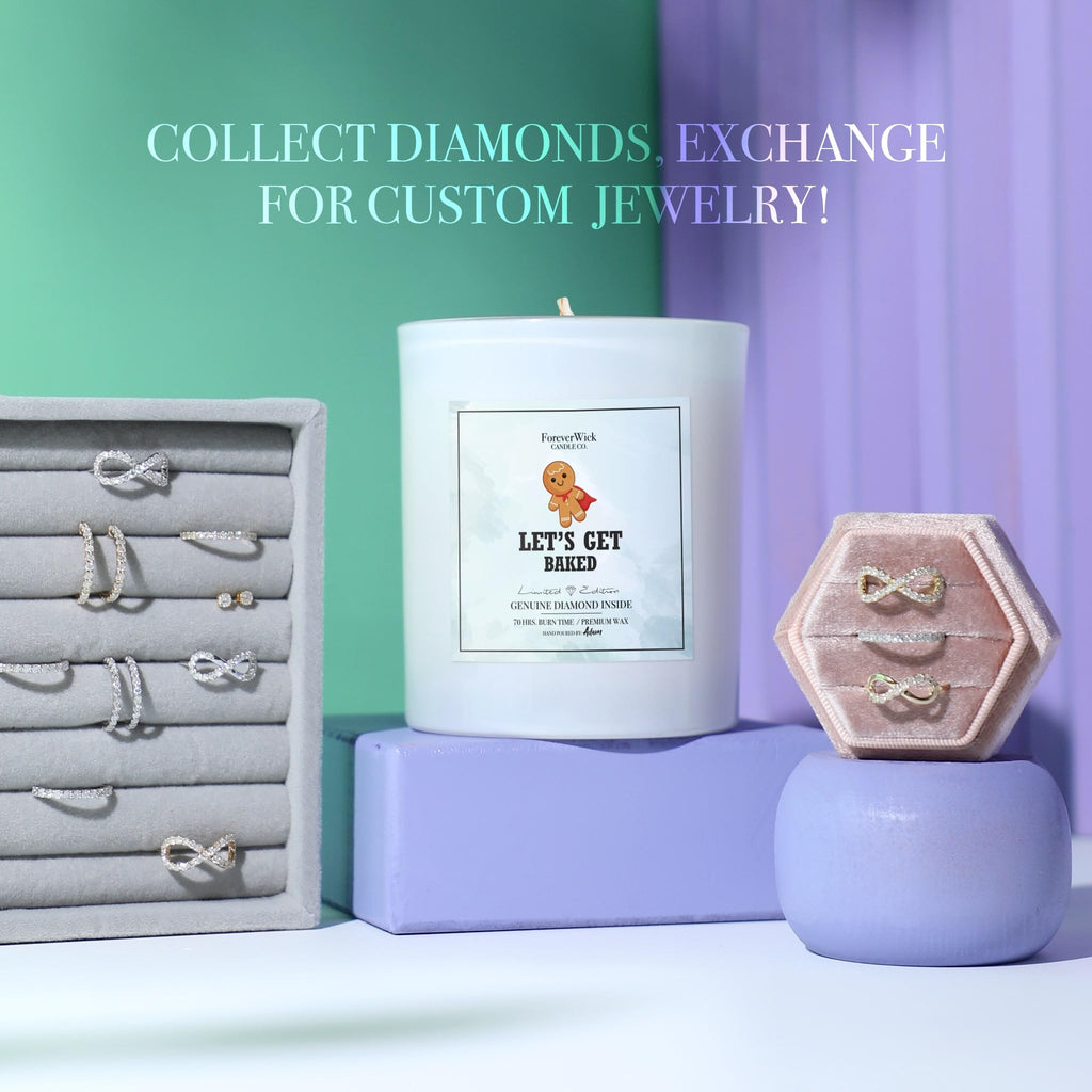 Let's Get Baked Gingerbread Cookie Surprise Candle with Real GIA Diamond Inside - Scented Soy Candles Gifts for