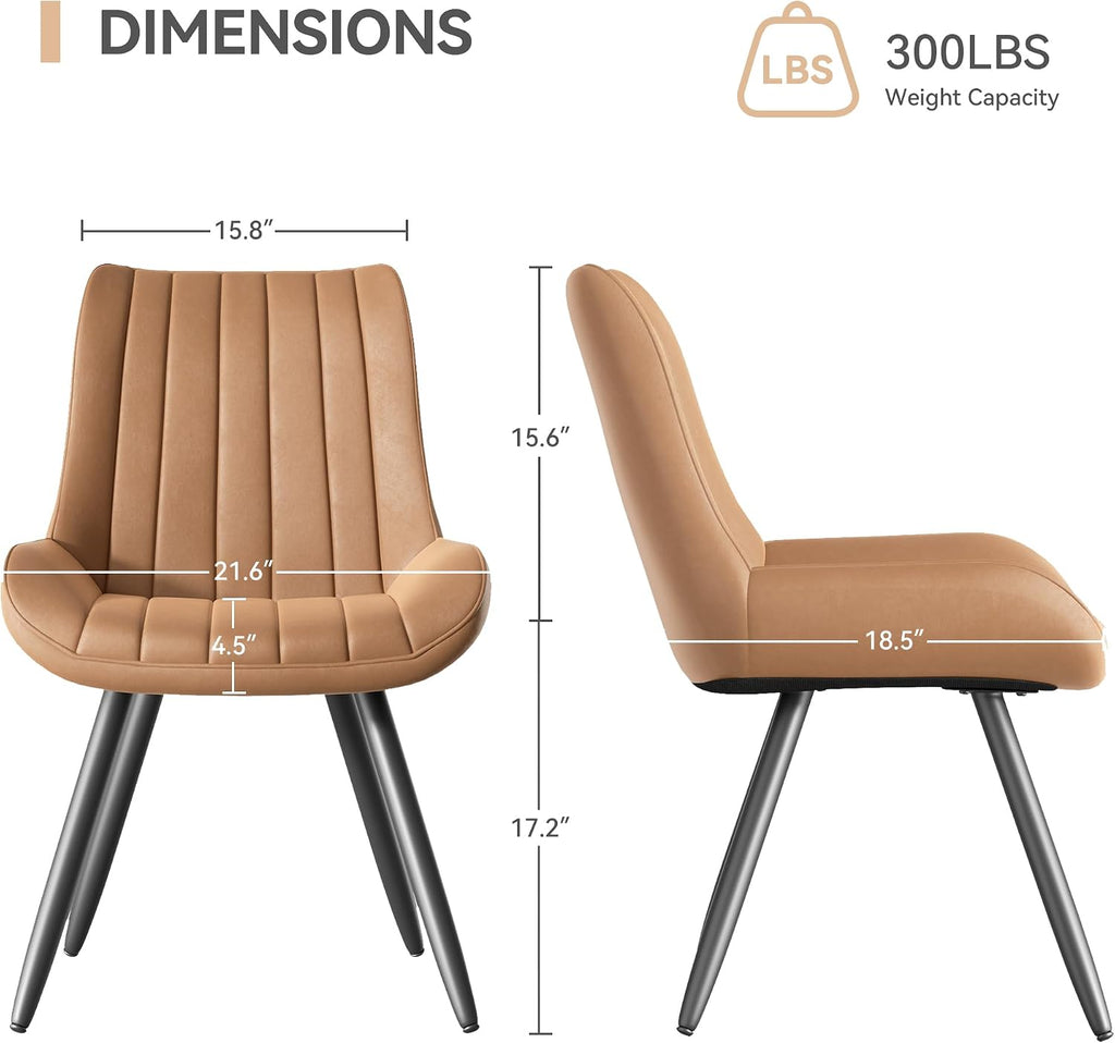 Dining Chairs Set of 4, Mid Century Modern Kitchen Chairs with Soft Cushion, Comfortable Upholstered Fabric Dining