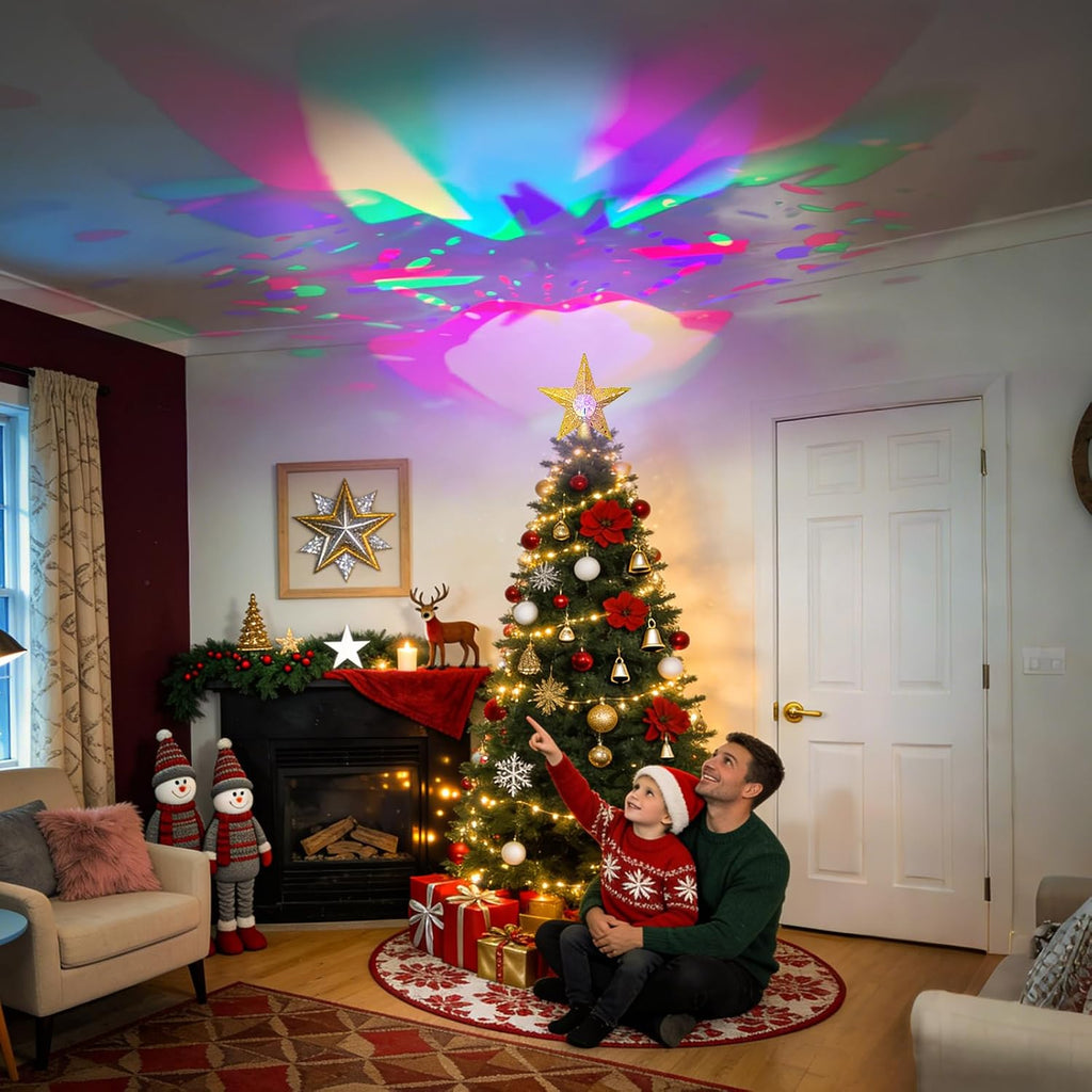 12.2 Inch Bethlehem Star Tree Topper Projector, RGB Rotating Lights