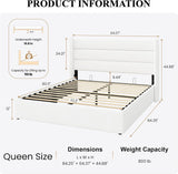 Queen Lift Up Storage Bed/Velvet Upholstered/Modern Wingback Headboard/Upholstered Platform Bed Frame/Hydraulic