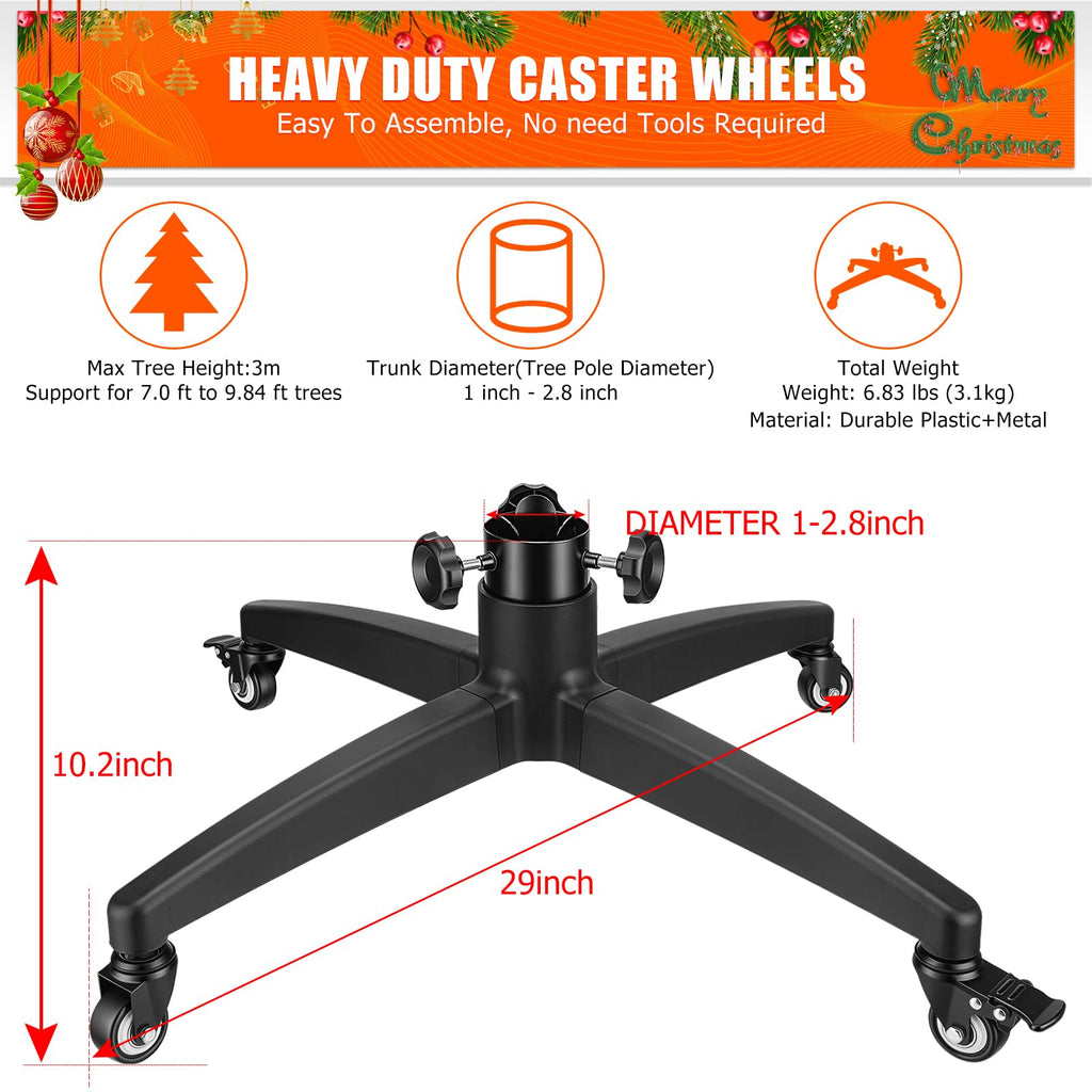 Rolling Christmas Tree Stand with Wheels Universal Base 7.5FT Artificial Tree