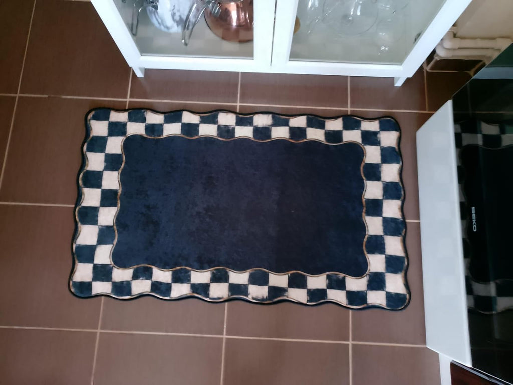 Kitchen Checkerboard 2x3 Rug Non Slip Black Checkered Mat -1