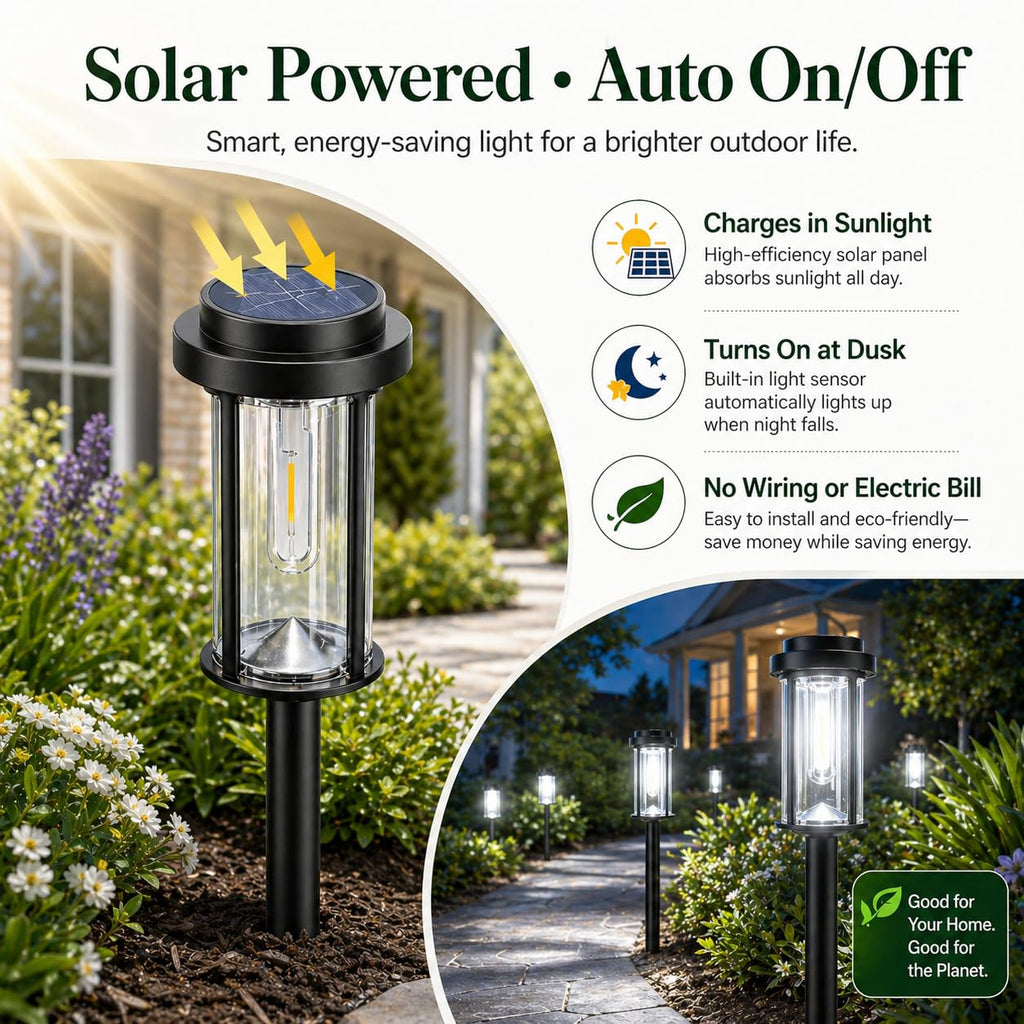 Solar Lights Outdoor Pathway, 8 Pack LED Solar Garden Lights