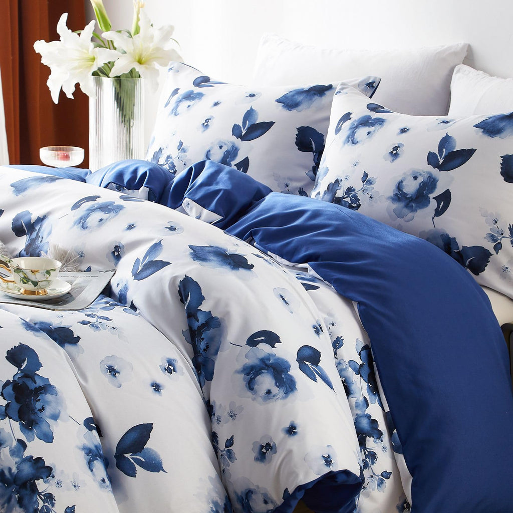 Duvet Cover Full Size Set Boho Floral Pattern Full Duvet Cover Set for Full Size Bed Vintage Soft Bedding Leaf Print