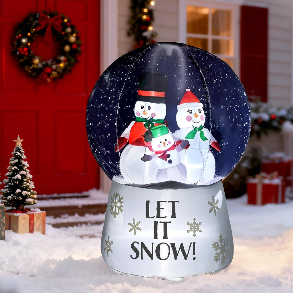 6 FT Large Inflatable Snow Globe with Snowman Family