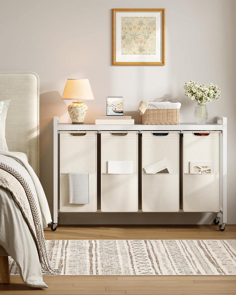Laundry Sorter 4 Sections, Laundry Hamper with Wheels, 42 Gal (160 L), Rolling Laundry Basket, Pull-Out and Removable