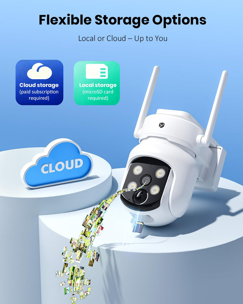 Solar Camera Wireless Outdoor, Security Camera with 2-in-1 Solar Panel, 4MP PTZ WiFi Camera, 360° Coverage, Dual-Band