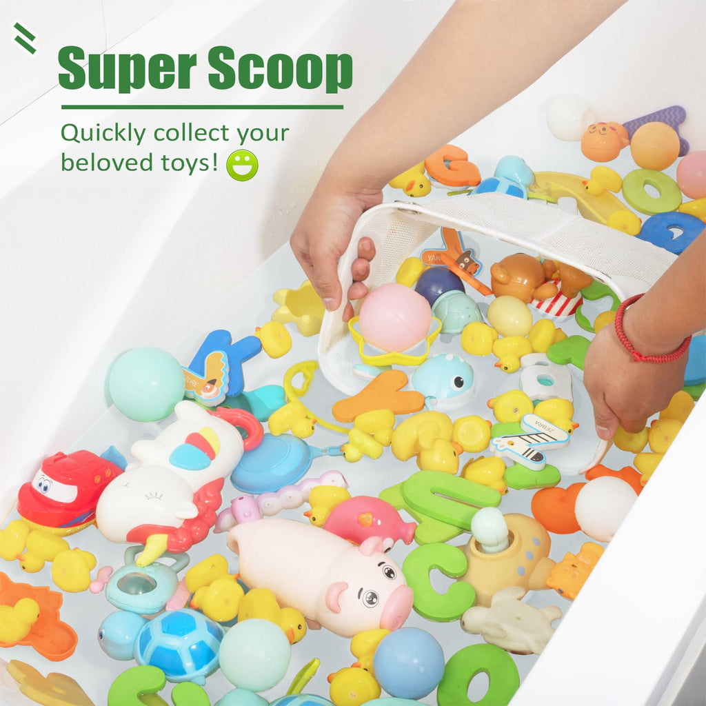 Quick Scoop Baby Mesh Bath Toy Storage, 2x Capacity & Large Opening Bath Toy Organizer Baby Bath Gift Bathtub Toy