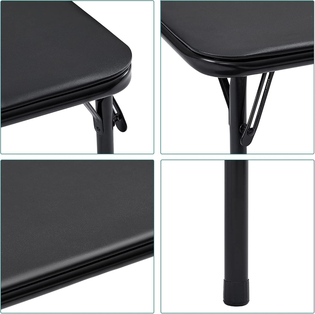 Kids Folding Activity Table and Chairs 5 Piece Set, Portable, with Ultra Soft Padded Cushion, Classic Black