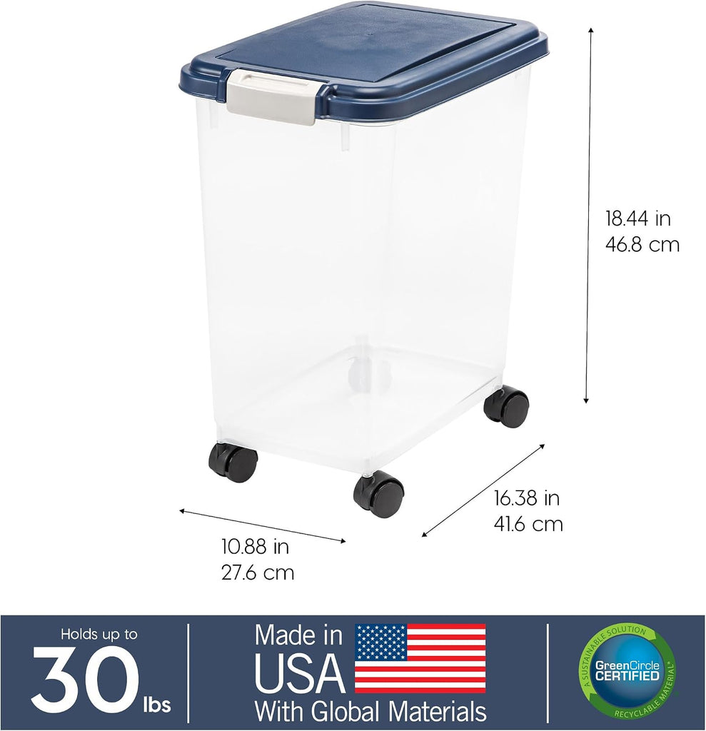 USA Dog Food Storage Container, Up to 30 lbs, Navy, Made in USA